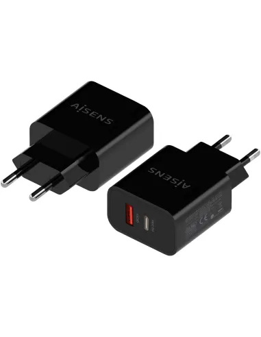 Aisens A110-0682 Cargador USB-A y USB-C 20 W Negro