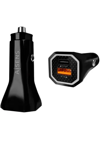 Aisens ASCH-CAR2PQC-BK Cargador de Coche Encendedor de Cigarrillos USB-A/USB-C Negro