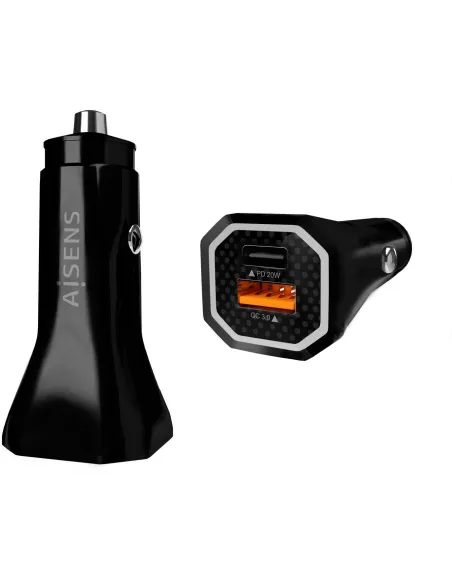 Aisens ASCH-CAR2PQC-BK Cargador de Coche Encendedor de Cigarrillos USB-A/USB-C Negro
