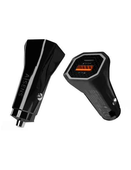 Aisens ASCH-CAR2PQC-BK Cargador de Coche Encendedor de Cigarrillos USB-A/USB-C Negro
