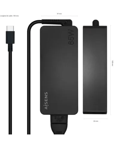 Aisens ASCH-1PD65D-BK Cargador USB-C 65 W 1,2M Negro