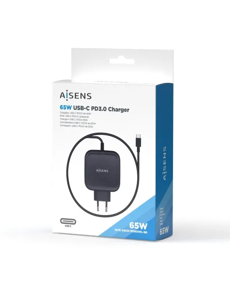 Aisens ASCH-1PD65WL-BK Cargador USB-C 65 W 1,2M Negro