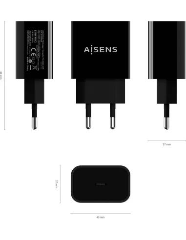 Aisens A110-0538 Cargador USB-C Negro