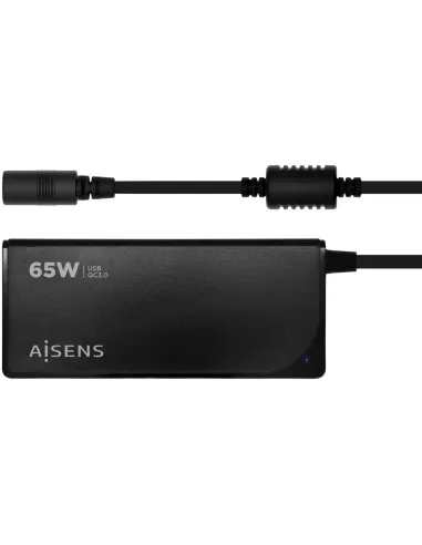 Aisens ASLC-65WAUTO-BK Cargador Portátil 65 W 9 Conectores + USB-A 1.2M Negro