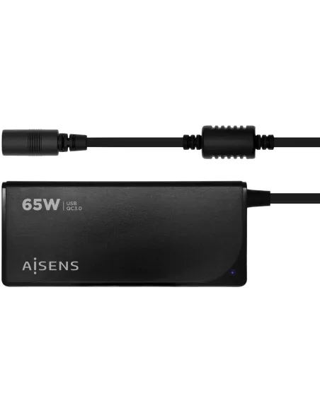 Aisens ASLC-65WAUTO-BK Cargador Portátil 65 W 9 Conectores + USB-A 1.2M Negro