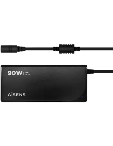 Aisens ASLC-90WAUTO-BK Cargador Portátil 90 W 12 Conectores + USB-A 1.2M Negro