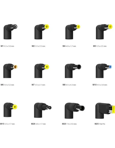 Aisens ASLC-90WAUTO-BK Cargador Portátil 90 W 12 Conectores + USB-A 1.2M Negro