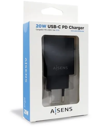 Aisens ASCH-1PD20-BK Cargador USB-C 20 W Negro