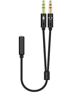 Aisens A128-0418 Adaptador de Audio Jack 3.5 mm 4 Pines a Jack 3.5 mm 3 Pines 25 cm Negro-ADAP52478