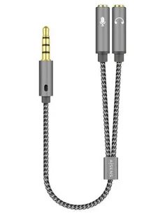 Aisens A128-0418 Adaptador de Audio Jack 3.5 mm 3 Pines a Jack 3.5 mm 4 Pines 25 cm Gris-ADAP52475