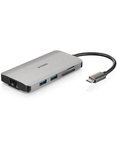 D-Link DUB-M810 HUB USB-C a SD/MicroSD/HDMI/USB-C/RJ-45/USB-A Gris
