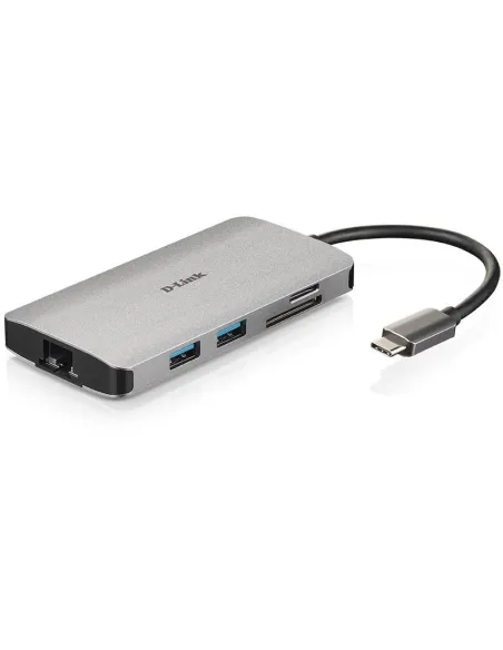 D-Link DUB-M810 HUB USB-C a SD/MicroSD/HDMI/USB-C/RJ-45/USB-A Gris