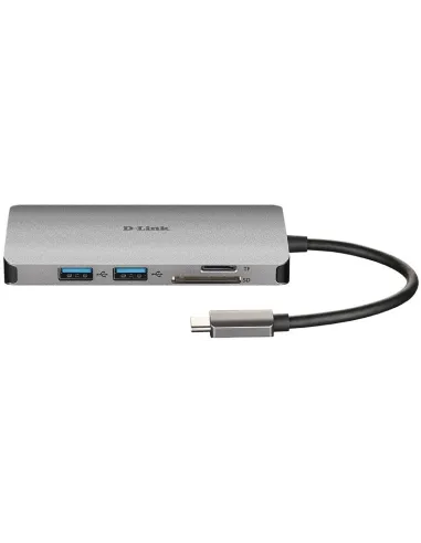 D-Link DUB-M810 HUB USB-C a SD/MicroSD/HDMI/USB-C/RJ-45/USB-A Gris