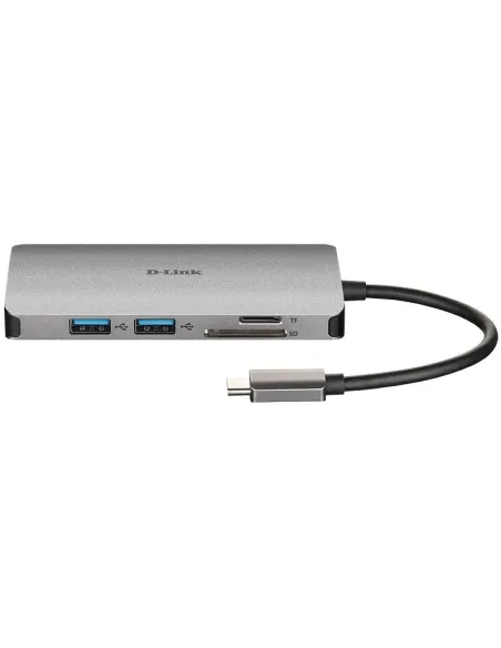D-Link DUB-M810 HUB USB-C a SD/MicroSD/HDMI/USB-C/RJ-45/USB-A Gris
