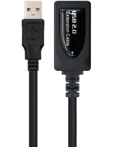Nanocable 10.01.0211 Prolongador con Amplificador Cable USB 2.0 USB-A Macho a USB-A Hembra 5M Negro