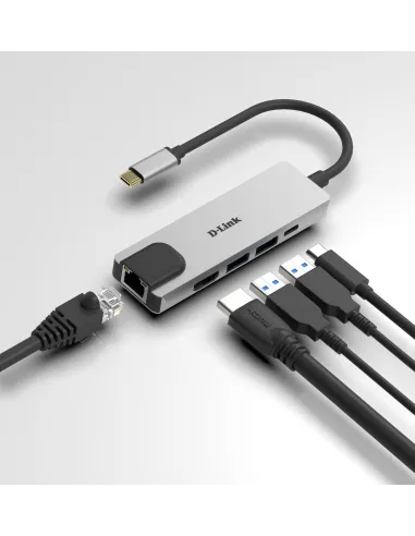D-Link DUB-M520 Hub USB-C a USB-A/USB-C/HDMI/RJ-45 5 Puertos Gris