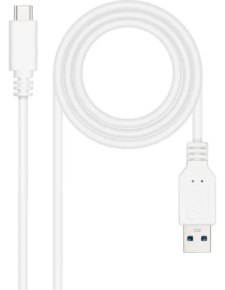 Nanocable 10.01.4001-W Cable USB-A a USB-C 3.2 Gen2 Macho/Hembra 1M Blanco