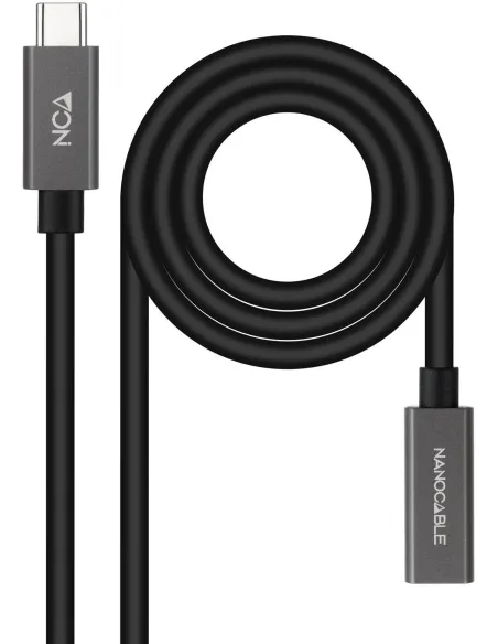 Nanocable 10.01.4400 Cable USB-C 3.2 Gen2x2 Macho/Hembra 50cm Negro