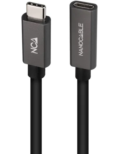 Nanocable 10.01.4400 Cable USB-C 3.2 Gen2x2 Macho/Hembra 50cm Negro