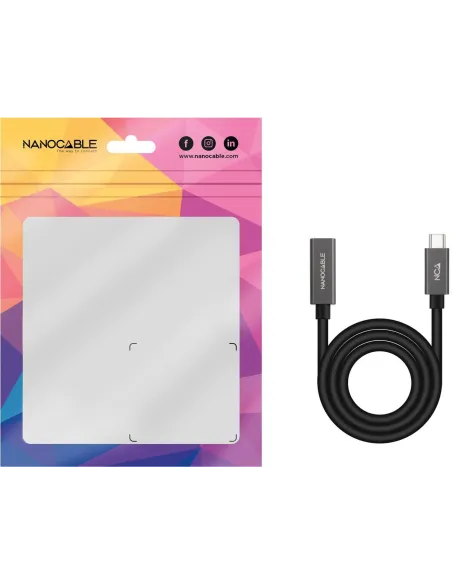 Nanocable 10.01.4401 Cable USB-C 3.2 Gen2x2 Macho/Hembra 1M Negro