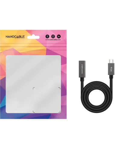 Nanocable 10.01.4401-L150 Cable USB-C 3.2 Gen2x2 Macho/Hembra 1.5M Negro