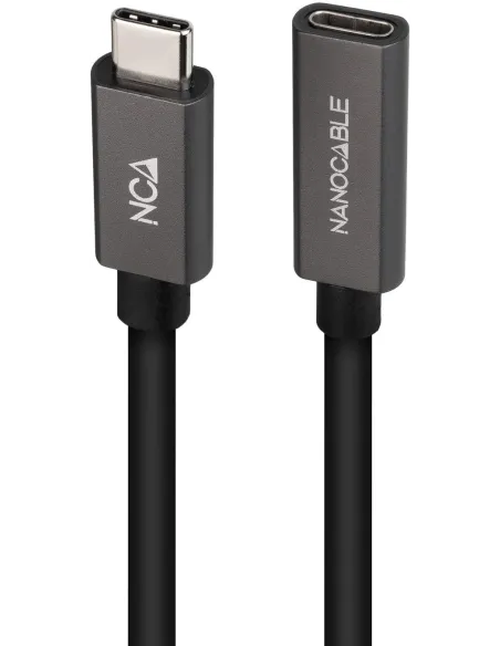 Nanocable 10.01.4402 Cable USB-C 3.2 Gen2x2 Macho/Hembra 2M Negro