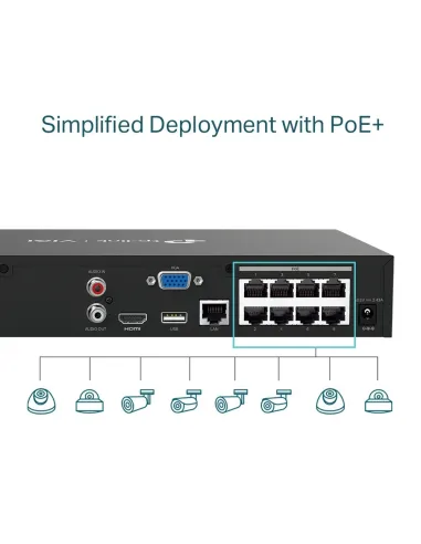 TP-Link VIGI NVR1008H-8MP Grabador de Video en Red (NVR) 8 canales Negro