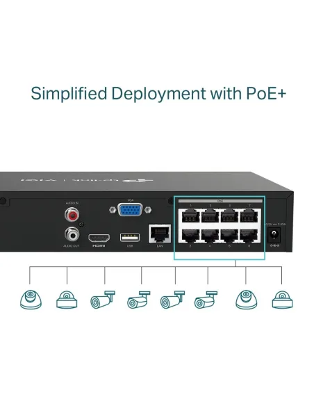 TP-Link VIGI NVR1008H-8MP Grabador de Video en Red (NVR) 8 canales Negro