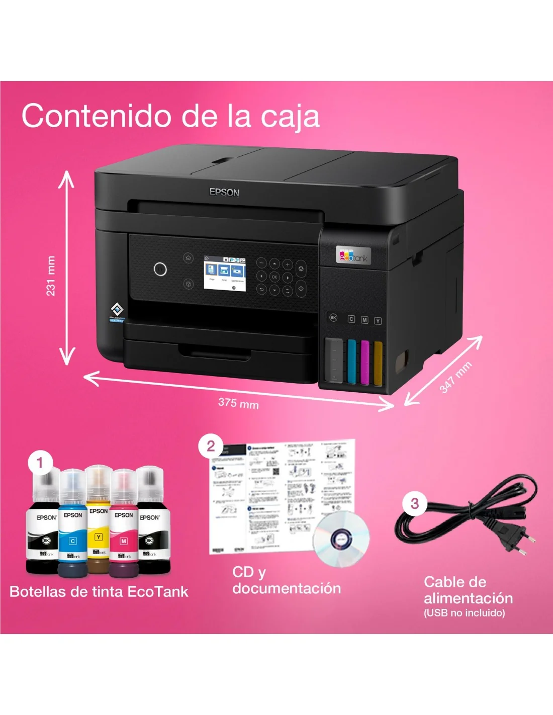 Epson EcoTank ET-3850 Impresora de Tinta Multifunción Color Wifi Negra