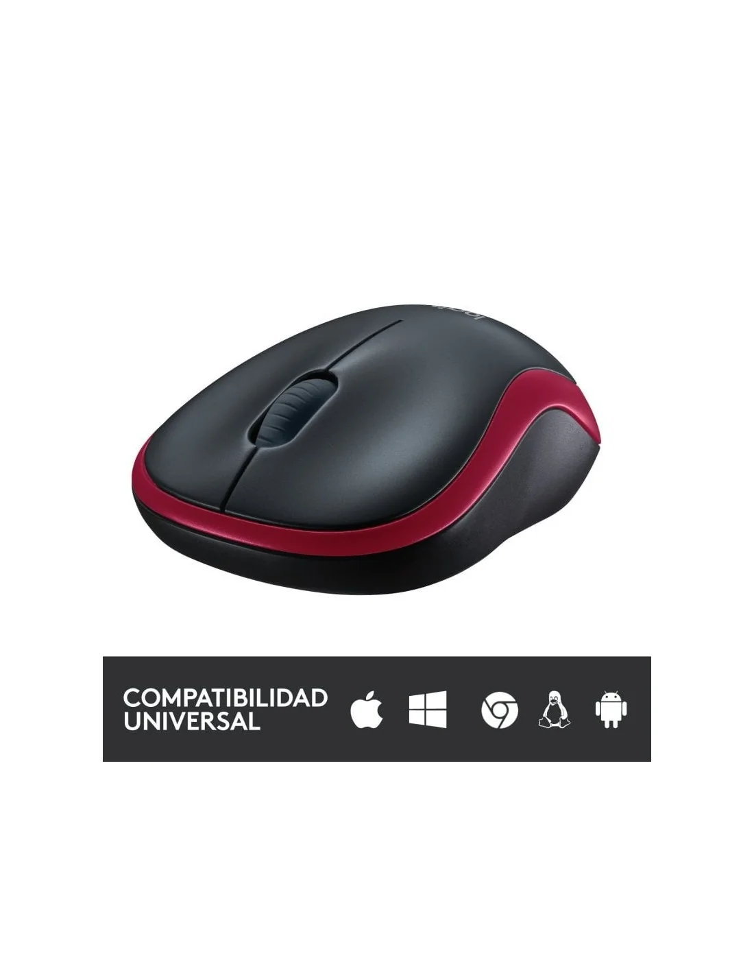 Logitech M185 Ratón Inalámbrico 1000DPI Rojo