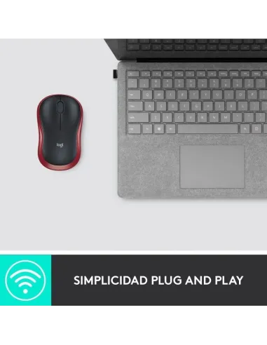 Logitech M185 Ratón Inalámbrico 1000DPI Rojo