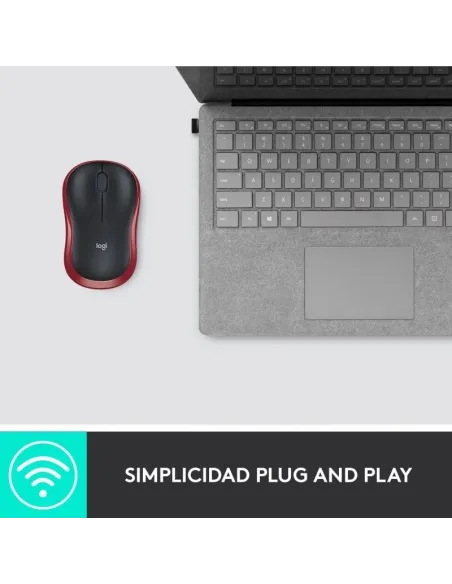 Logitech M185 Ratón Inalámbrico 1000DPI Rojo