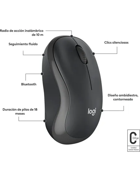 Logitech M240 Silent Ratón Bluetooth Grafito