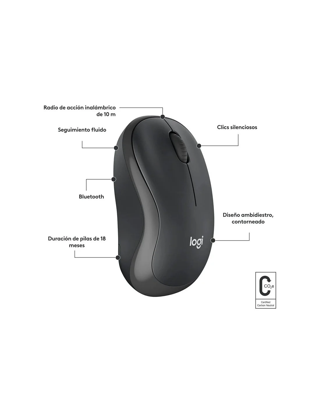 Logitech M240 Silent Ratón Bluetooth Grafito