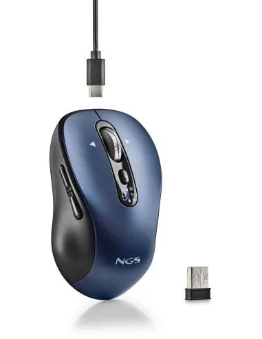 NGS INFINITY-RB Ratón Inalámbrico Recargable 3200DPI Azul