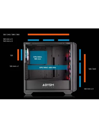 Abysm Gaming Danube Kamp BX300 Full Tower Cristal Templado USB-C Negro