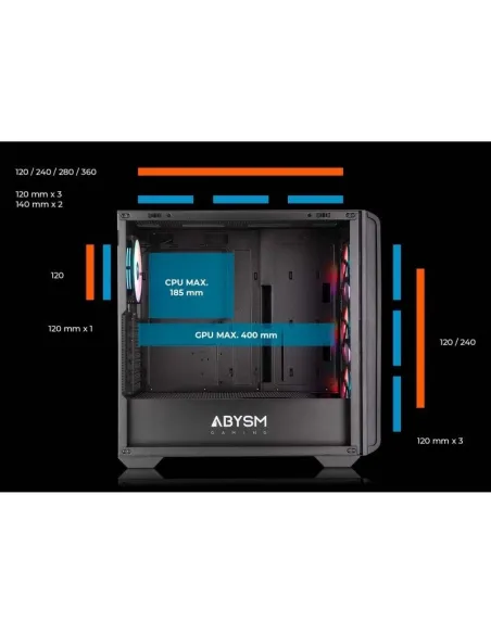 Abysm Gaming Danube Kamp BX300 Full Tower Cristal Templado USB-C Negro