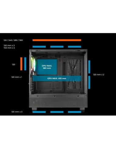 Abysm Gaming Danube Sava H400 Full Tower Doble Cristal Templado USB-C Negra