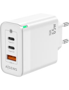 Aisens ASCH-65W3P007-W Cargador de Smartphone USB-A y USB-C 65 W Blanco-ADAP58239