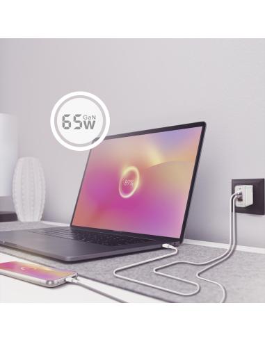 Aisens ASCH-65W3P007-W Cargador de Smartphone USB-A y USB-C 65 W Blanco