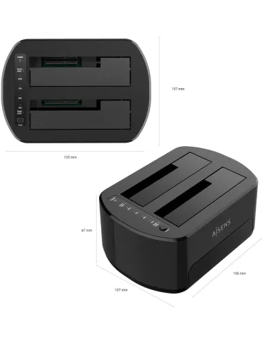Aisens ASDS-D03B Adaptador para Discos Duros SSD 2.5"/3.5" Negra