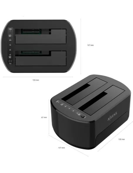 Aisens ASDS-D03B Adaptador para Discos Duros SSD 2.5"/3.5" Negra
