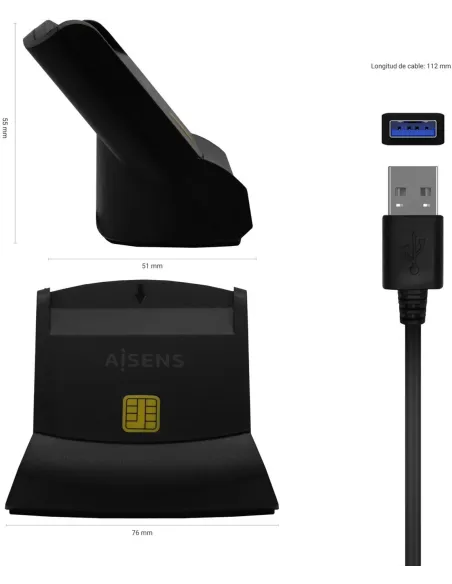 Aisens ASCR-SN05-BK Lector de DNIe Negro