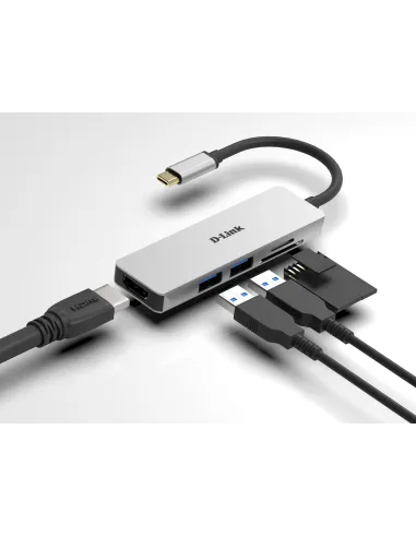 D-Link DUB-M530 Hub USB-C a USB-A/HDMI/microSD/SD 5 Puertos Gris