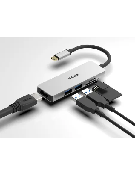 D-Link DUB-M530 Hub USB-C a USB-A/HDMI/microSD/SD 5 Puertos Gris