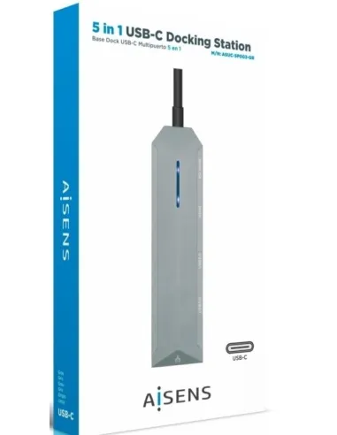Aisens ASUC-5P003-GR Docking Station 5 Puertos USB-C a USB-A/USB-C/HDMI/RJ-45 15 cm Gris
