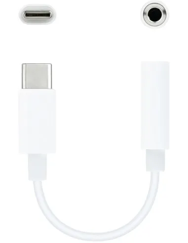 Nanocable Adaptador USB-C a Jack 3.5 Macho/Hembra 11cm Blanco
