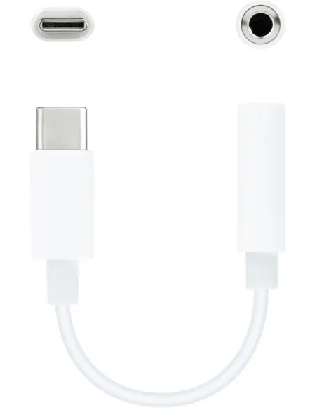 Nanocable Adaptador USB-C a Jack 3.5 Macho/Hembra 11cm Blanco