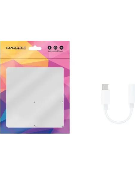 Nanocable Adaptador USB-C a Jack 3.5 Macho/Hembra 11cm Blanco