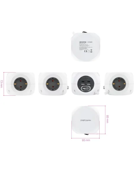 Nanocable Base 3 Tomas + 4 USB